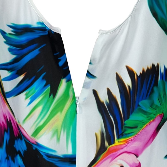 Milly Gorgeous Silk Parrot Dress With Butterfly Sleeves Vibrant Colors Lined 4 - Picture 11 of 16